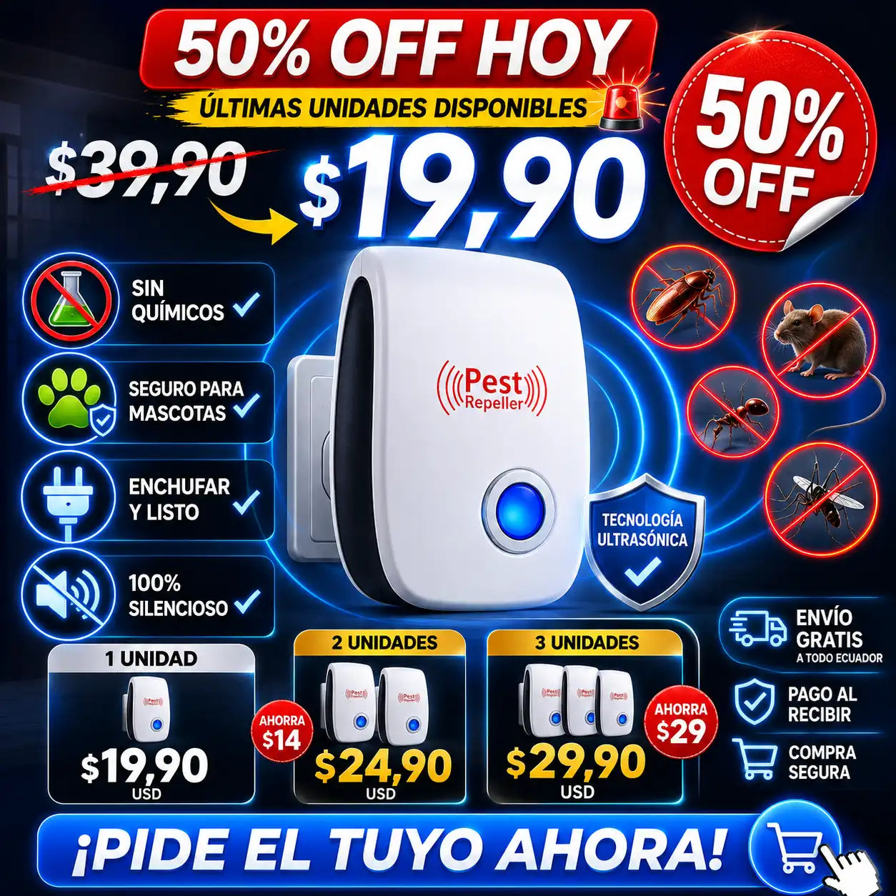 [OFERTA] 🏡 Una casa en paz, sin miedo a la oscuridad, empieza con Repelente Ultrasónico Pest Repeller